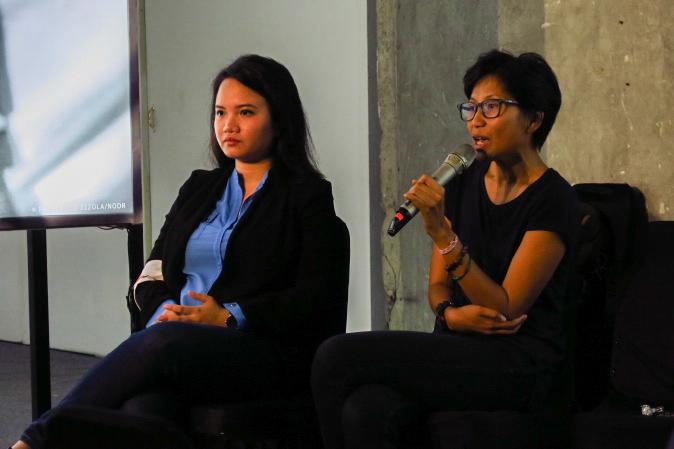 MSF field workers speak at an event in Indonesia