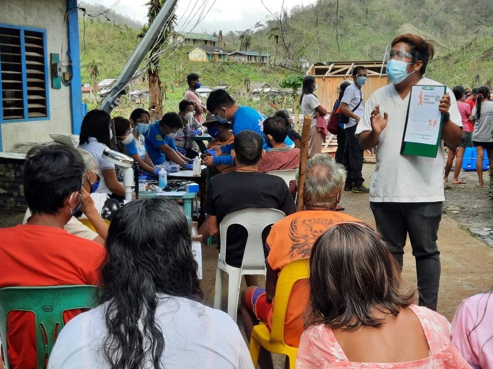 Families have to stay at evacuation centres where MSF provides jerry cans, and PPE to prevent outbreaks of COVID-19 in the centres.
