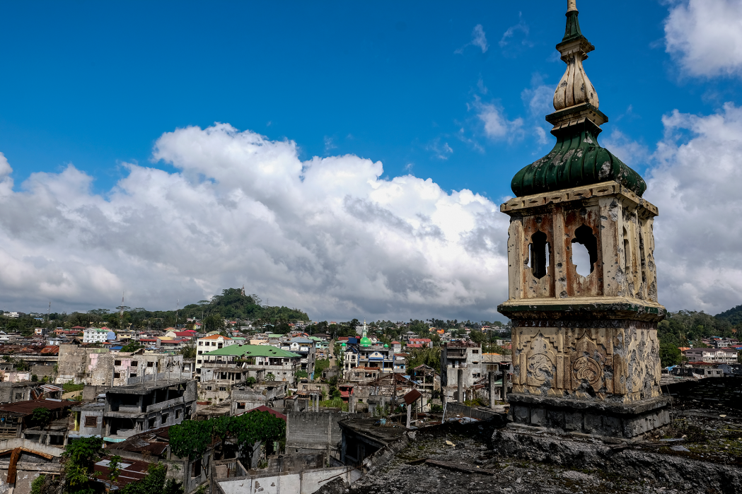 Debris and bullet-ridden structures stand as remnants of the 2017 siege led by local groups affiliated to IS in the Islamic city of Marawi, Lanao Del Sur. ©Veejay Villafranca