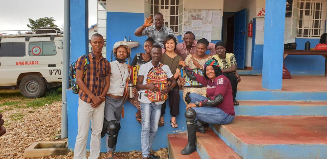 An MSF nurse seen with colleagues in Sierra Leone