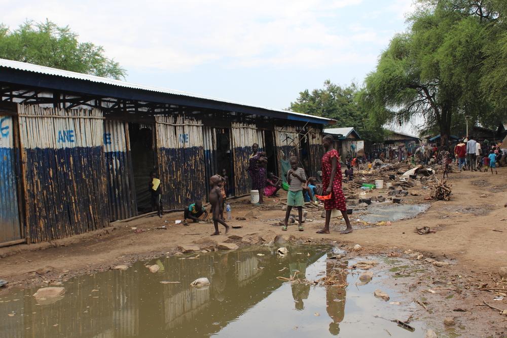 Pagak Reception Centre: Occasional downpours have already turned parts of the site into a swamp.