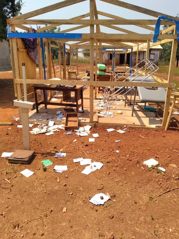 health centre, which had been looted and destroyed
