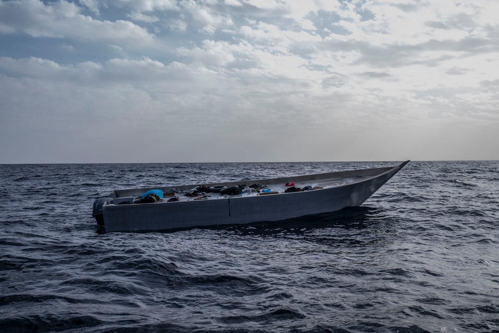 After a distress call from Alarm Phone, confirmed by Sea Bird, the afternoon of the 16th of November, 2021, 99 survivors were rescued by the Geo Barents at approx 30 miles from the Libyan shores. At the bottom of the overcrowded wooden boat, 10 people were found dead. Mediterranean Sea, 2021. © Candida Lobes/MSF