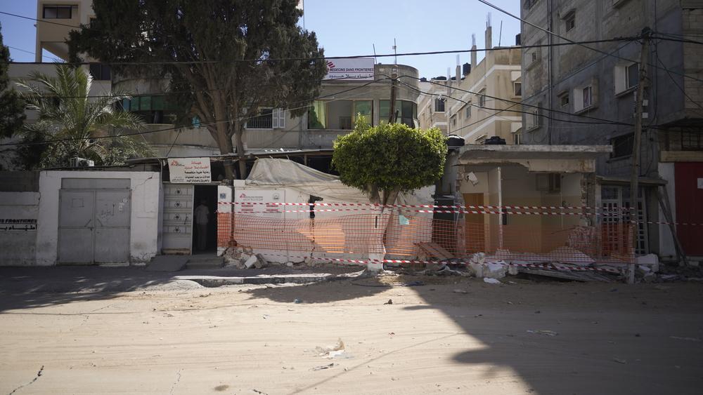 MSF clinic in Gaza city where we provide trauma and burn treatment was damaged by Israeli aerial bombardment, leaving a sterilization room unusable and a waiting area damaged. 