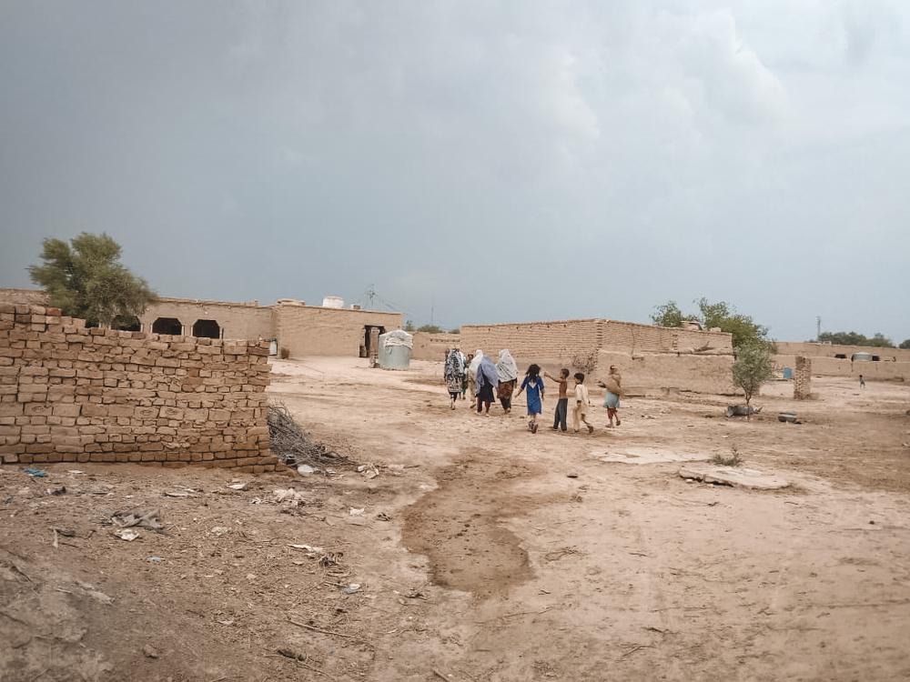 A view of Akeela's hous in village Mir Gul Hassan Manjhoo Shoori which is currently underwater due to floods