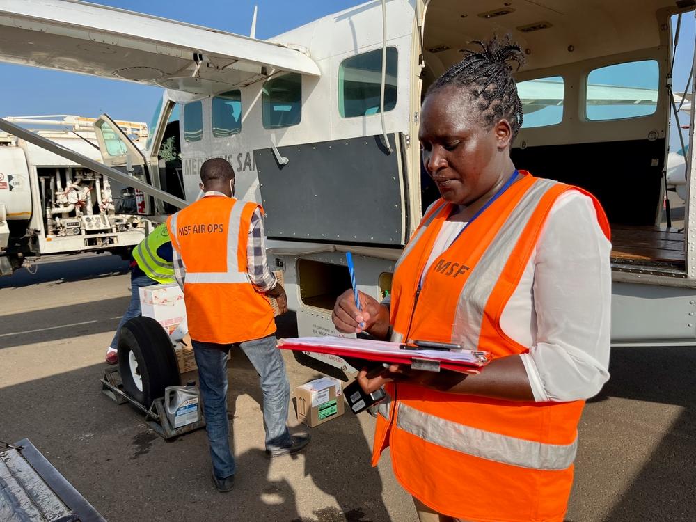 Deputy Flight Coordinator Stella Mwikali at the airport in Juba. South Sudan, 2022. Verity Kowal/MSF
