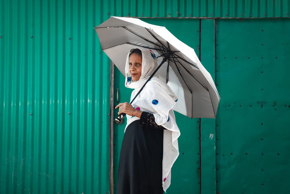 Melwa, 65, a Rohingya refugee, in MSF's Kutupalong field hospital in Cox's Bazar, Bangladesh. She fled her home in Myanmar in 2017 and has been living in the camp ever since. She comes to the hospital to collect her medication.