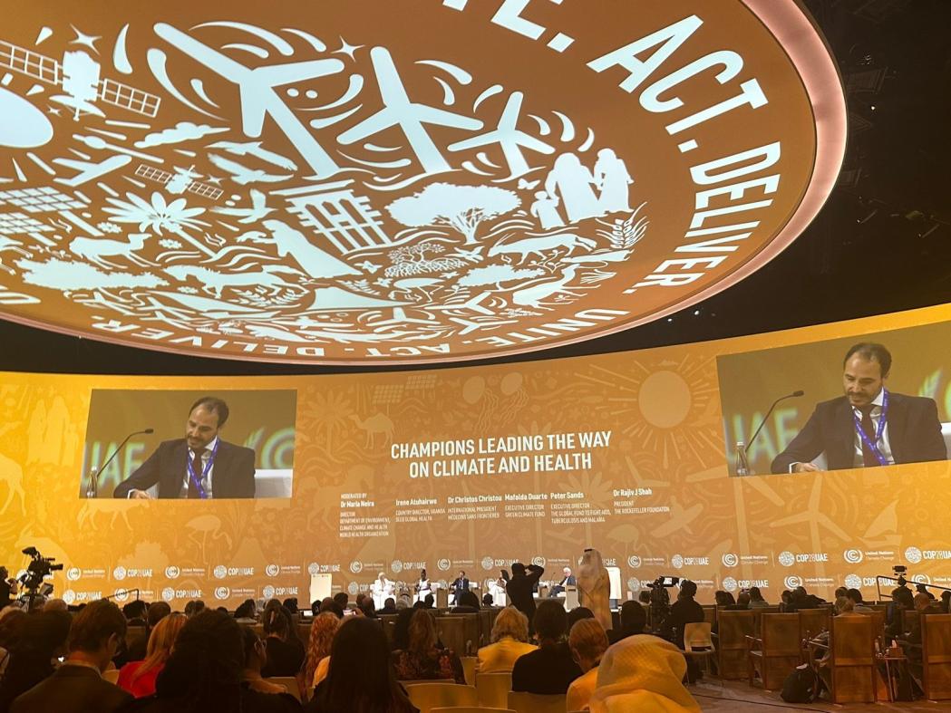 Dr. Christos Christou at COP 28. United Arab Emirates, 2 December 2023. © MSF