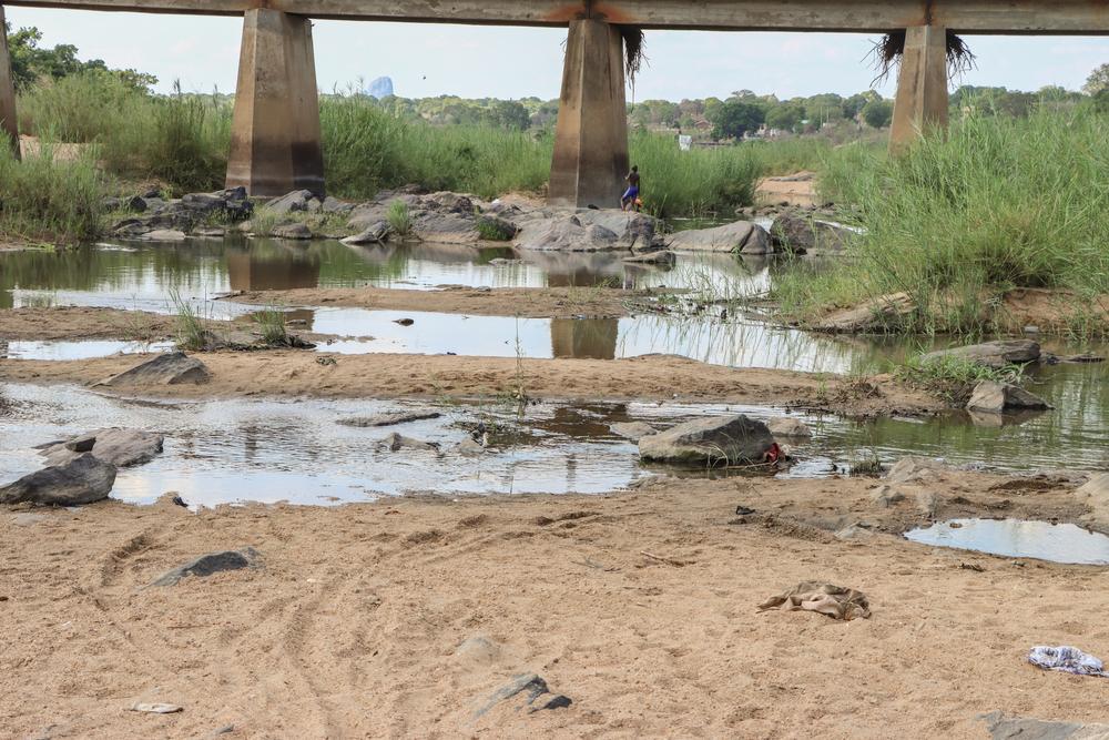 Current stage of the Meluli River, the main source of water for the surrounding communities in Nametil, Mozambique