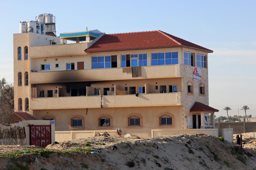Doctors Without Borders shelther in Al-Mawasi, Khan Younis, Gaza, which was shelled by Israeli forces.