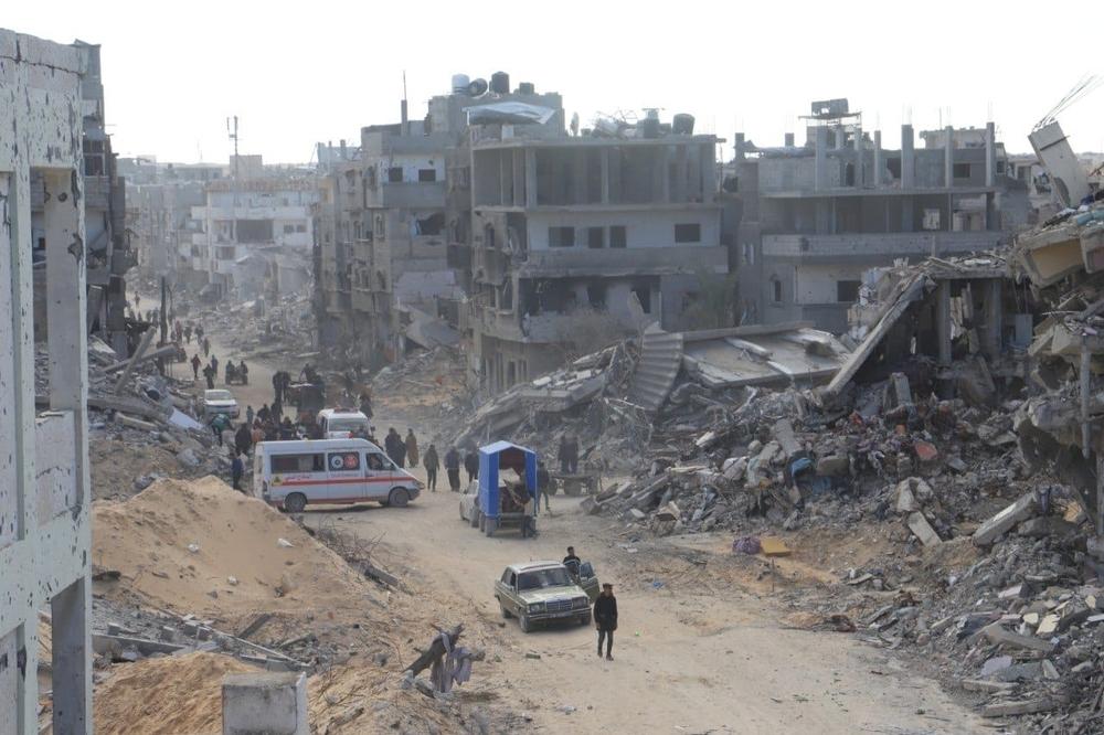 Ambulance parked in Rafah city, southern Gaza.