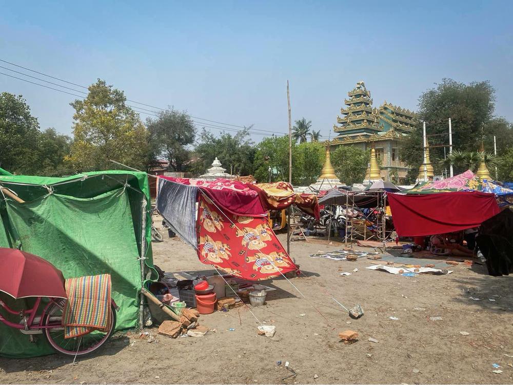 Temporary IDP camp in U Pwar Pagoda Compound in Mandalay, Myanmar