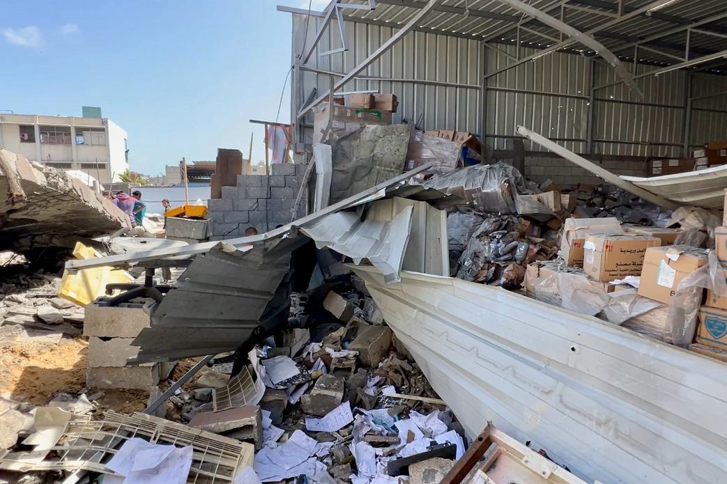 A pile of rubble in the aftermath of a strike