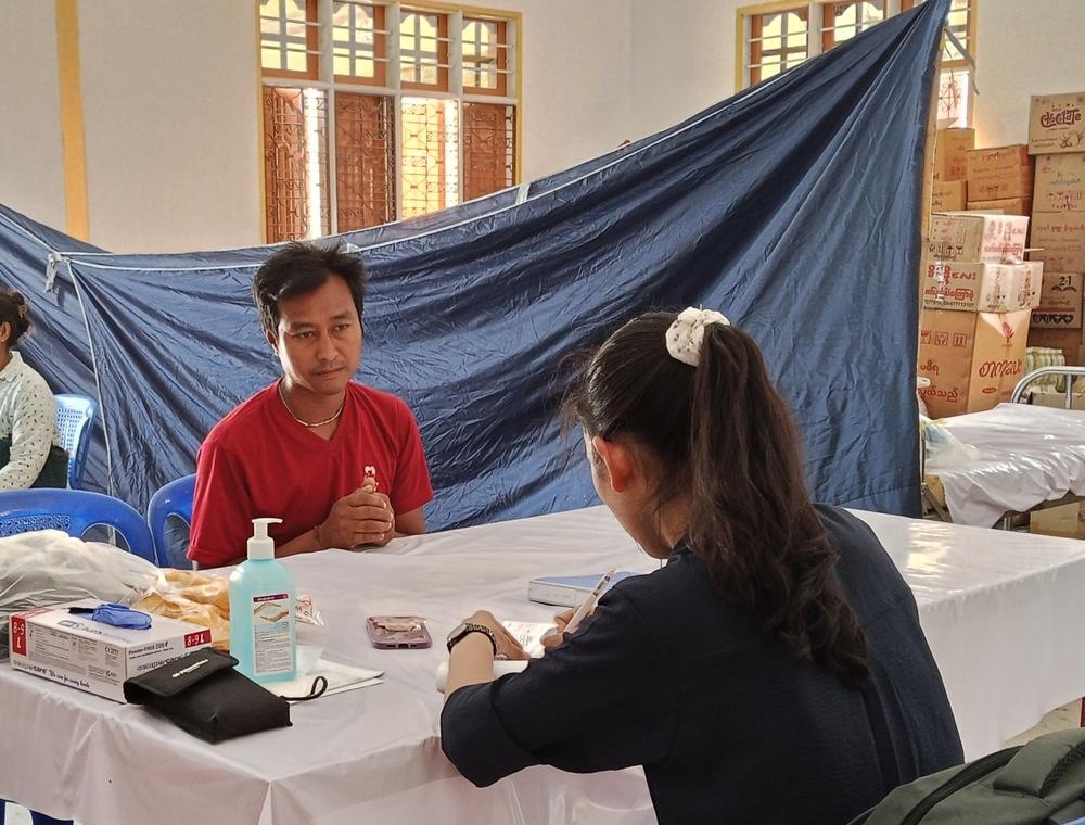 A patient who lost a leg in a motorcycle accident years ago sought care at a mobile clinic after the earthquake worsened his condition