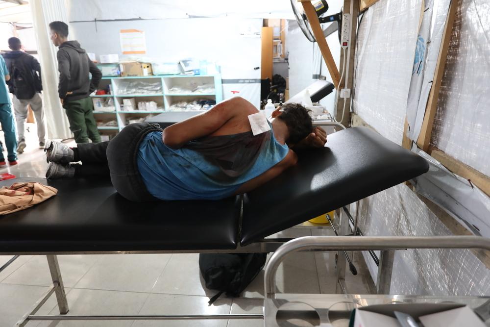 A patient being treated in clinic